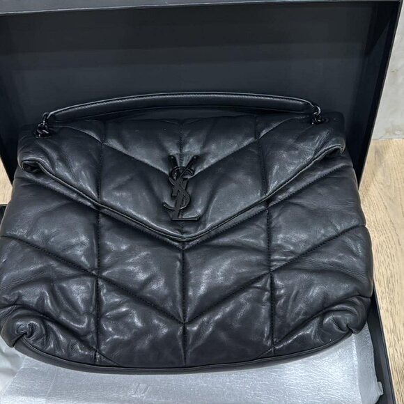 Yves Saint Laurent YSL Medium Black Quilted Puffer Leather Chain Bag Loulou - Picture 3 of 7